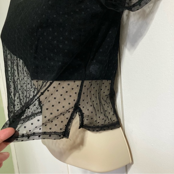 Pacsun LA Hearts Polka Dot Black Sheer Crop Top Medium - Picture 6 of 10